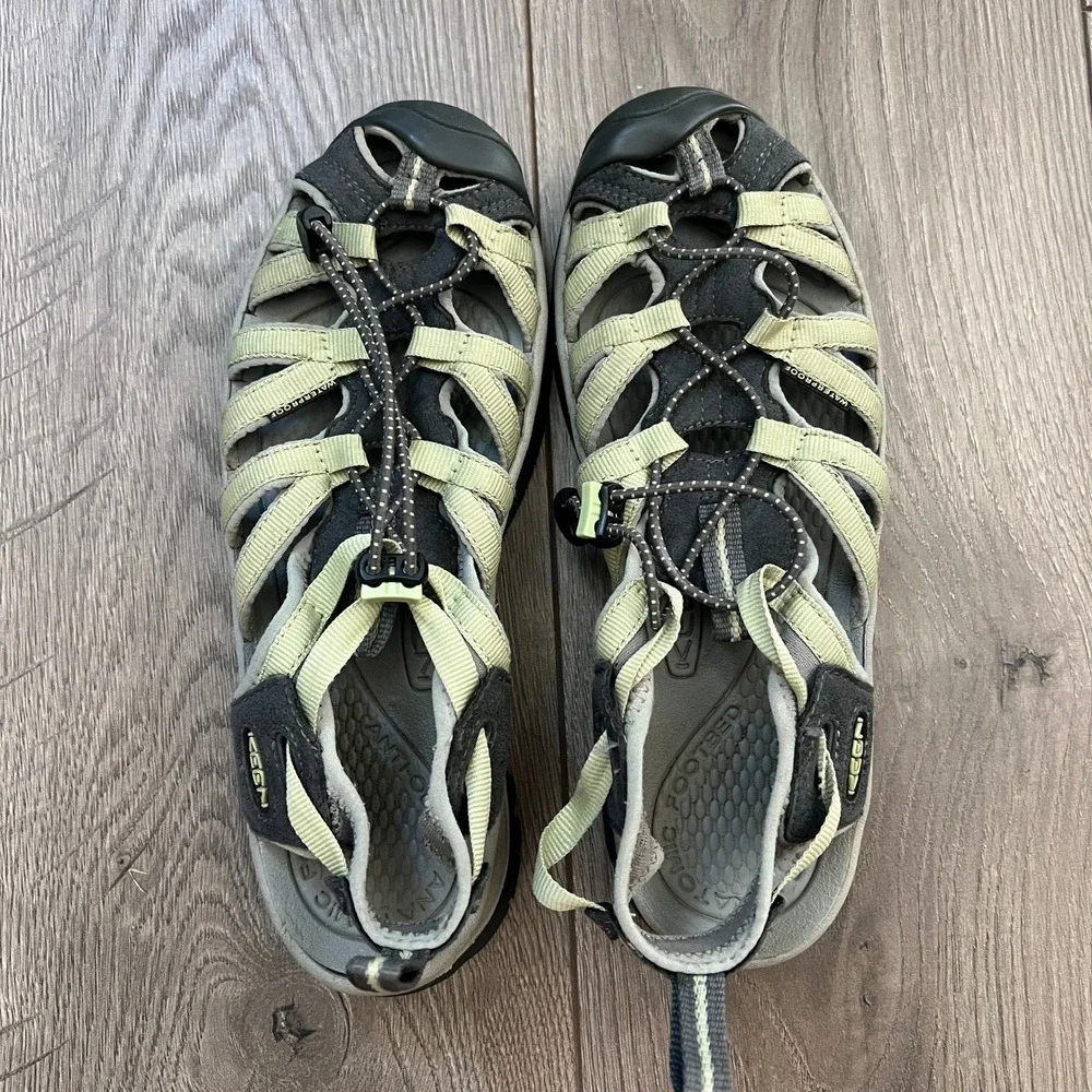 Keen Whisper Waterproof Sandals Womens 9 Sage Green Gray Hiking Water Shoes
